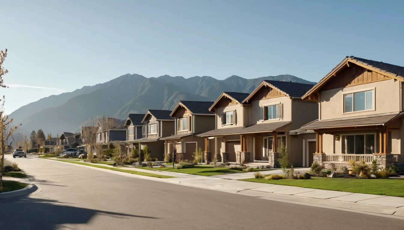 A quiet residential street in the Farmington area with mountain views